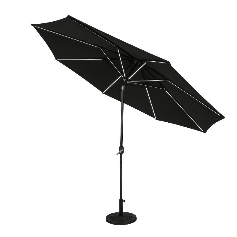 11&#39; x 11&#39; Calypso II Market Patio Umbrella with Solar LED Strip Lights Black - Island Umbrella, 4 of 15