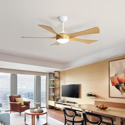52 Inch High CFM Modern Ceiling Fan with Lights and Remote for Bedroom Living Room Farmhouse Patio Porch Reversible DC Motor Noiseles