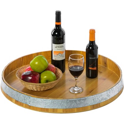 Vintiquewise Large Barrel Head Decorative Storage Serving Tray