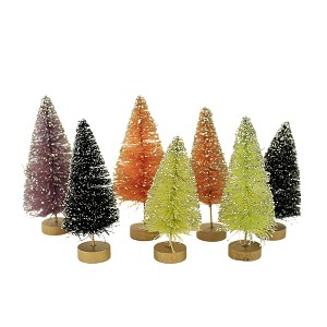 Bethany Lowe 4.5 Inch Neon Halloween Mini Trees Halloween Bottle Brush Trees Glittered Bottle Brush Trees - 1 of 3