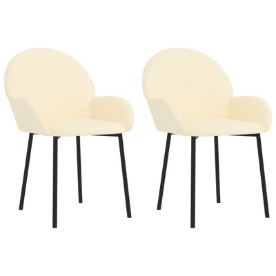 vidaXL Dining Chairs, 2 Pcs, Cream Faux Leather