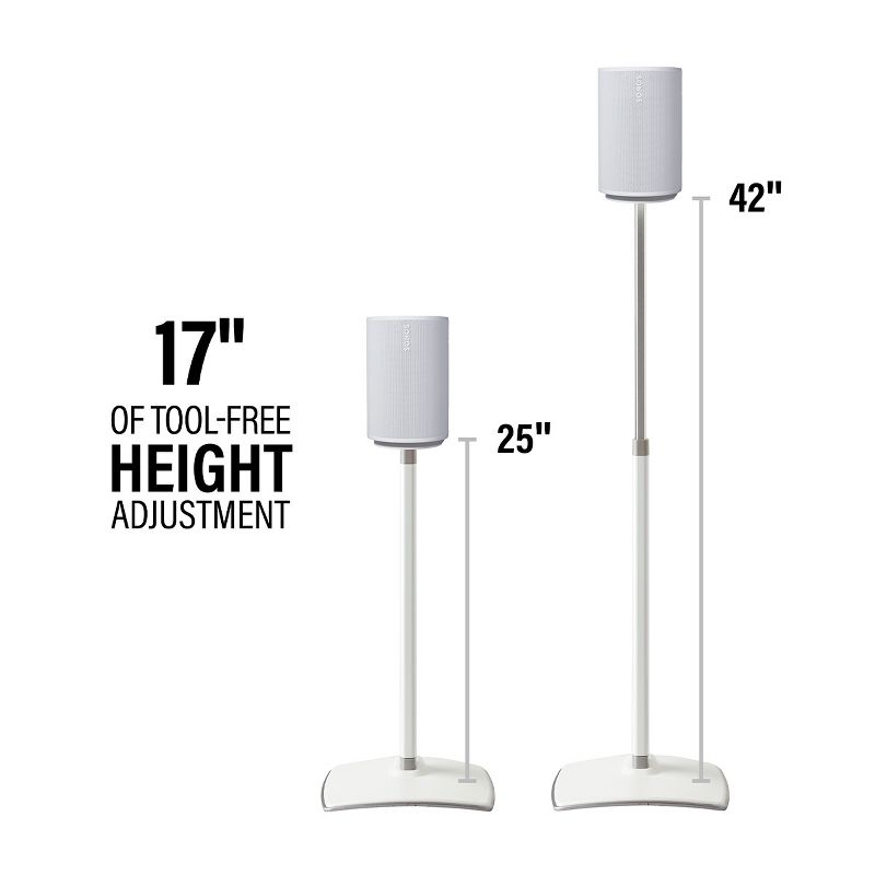 Sanus Height-Adjustable Speaker Stand for Sonos Era 100 - Each (White), 2 of 15