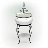 32" Metal Outdoor Antique Sink Water Fountain and Stand White - Alpine Corporation