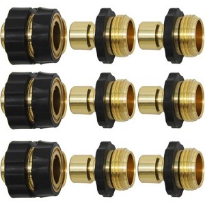 VisioGear 6PCS Garden Hose Fitting Connector Set, Garden Hose Adapter, Quick Connect Hose Fittings, Black & Gold, 1.3"*1.3"*2.2" - 1 of 4