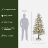 LuxenHome 6.5Ft Pre-Lit Snowy Branches Slim Artificial Cedar Christmas Tree with Metal Stand Green - 4 of 4