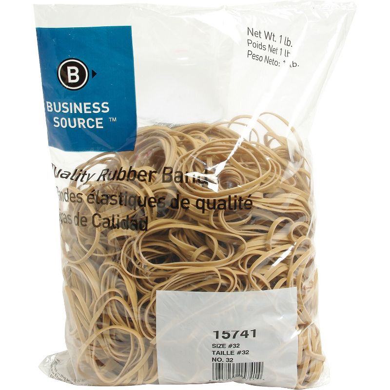 Business Source Rubber Bands Size 32 1 lb./BG 3"x1/8" Natural Crepe 15741, 2 of 4