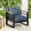 Okak 15" Chic Patio Accent Chair Upholstered Club Chair,Set of 1,Luxury Outdoor Conversation Aluminum Sofa Chair for Porch,Garden&Backyard - 3 of 4