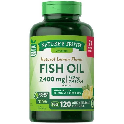 Nature's Truth Fish Oil 2400mg | Natural Lemon Flavor | 120 Softgels
