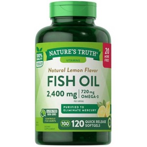 Nature's Truth Fish Oil 2400mg | Natural Lemon Flavor | 120 Softgels - 1 of 3