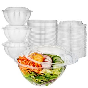 Stock Your Home 32oz Clear Plastic Salad Bowls with Lids Disposable (50 Pack) Medium Takeout Container with Snap on Lid for Fruit Salads - 1 of 4