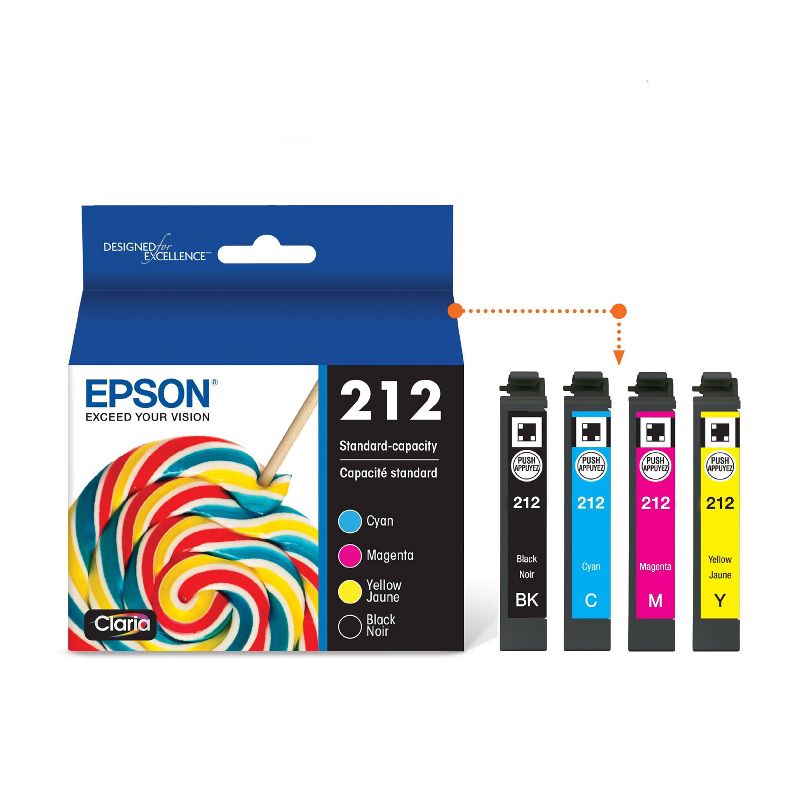 Epson 212 Black C/M/Y 4pk Ink Cartridges - Black Cyan Magenta Yellow (T212120-BCS), 3 of 8