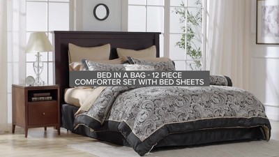 King Blue Reversible Jacquard Bedspread Set with Decorative Pillows