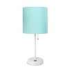 Creekwood Home 19.5" Bedside USB Port Feature Metal Table Desk Lamp White with Aqua Blue Fabric Shade : ETL Listed, No Assembly Required - 3 of 4