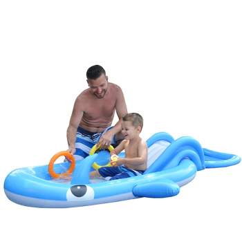 Pool Central 6.75ft Inflatable Childrens Whale Shaped Interactive Play Pool