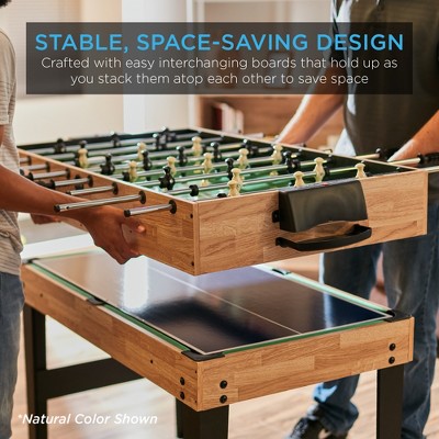 Walnut 10-in-1 Combo Game Table with Foosball and Ping Pong