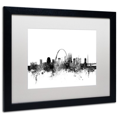 Trademark Fine Art -Michael Tompsett 'St Louis Missouri Skyline B&W' Matted Framed Art