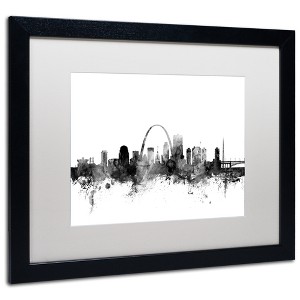 Trademark Fine Art -Michael Tompsett 'St Louis Missouri Skyline B&W' Matted Framed Art - 1 of 4