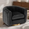 Kumasinova Velvet Upholstered Single-Seat Swivel Sofa,Modern Round Accent Chair with Gold Base,Rotating Single Sofa for Living Room - 2 of 4