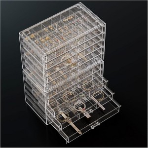 5-Layer Acrylic Earring Organizer, Clear Stackable Jewelry Display Drawers - 1 of 4
