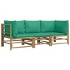 vidaXL Garden Lounge Set Natural Bamboo, Green Cushions - 3 of 4