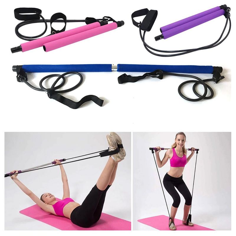 Link Pilates Bar Stick Resistance Band for Portable Gym Home Fitness Exercise, 2 of 4