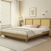LuxenHome Natural Finish Rubberwood with Rattan Panels Headboard, King Brown - 2 of 4