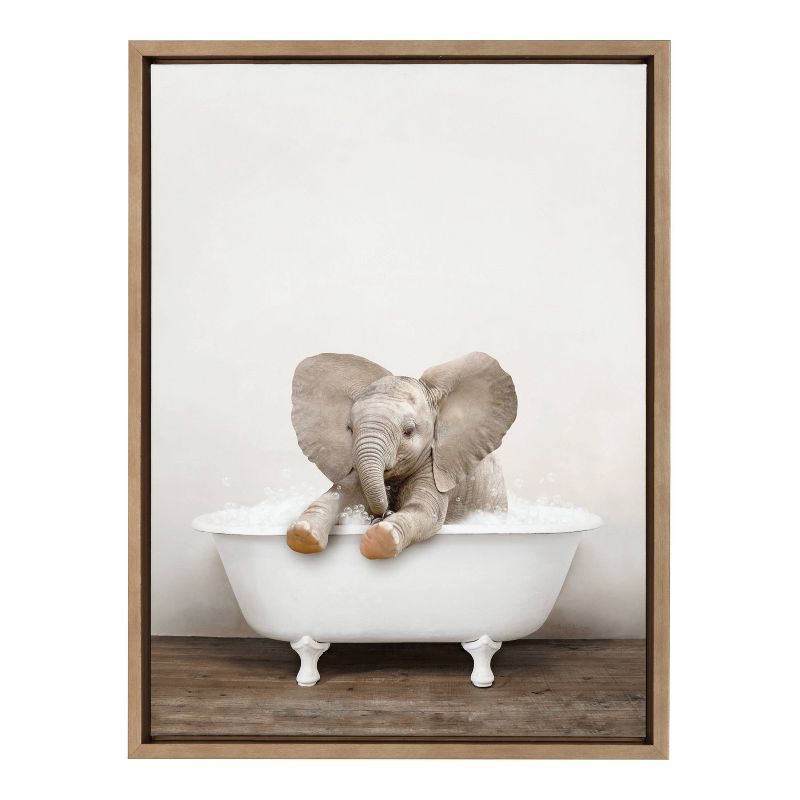 18&#34; x 24&#34; Sylvie Baby Elephant No 6 Rustic Bath Framed Canvas by Amy Peterson Gold - Kate &#38; Laurel All Things Decor, 3 of 8