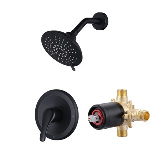 WOWOW Single Handle 5-Spray Shower Faucet 1.8 GPM with Pressure Balance, Corrosion Resistant in Brushed Nickel - 1 of 4