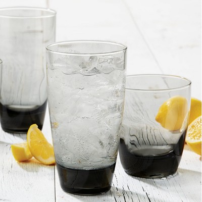 Libbey Smoke 16 Piece Tumbler and Rocks Glass Set