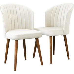 SEVOBAL Velvet Dining Chairs Set of 2 Modern Dining Chair Solid Wood Tapered Legs No Assembly Required Kitchen Living Room, Beige, 20.5"*34.3"*22.4" - 1 of 4
