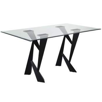 58" Darrah Modern Rectangle Glass Top Dining Table Black/Clear - HOMES: Inside + Out