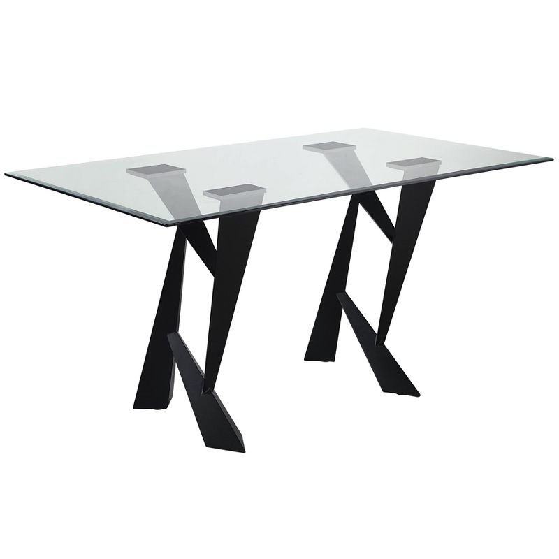 58&#34; Darrah Modern Rectangle Glass Top Dining Table Black/Clear - HOMES: Inside + Out, 1 of 11