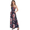 Women Strapless Maxi Boho Vintage Summer Beach Floral Print Hawaiian Party Long Dress - 2 of 4