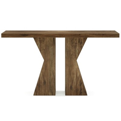 Resenkos Entryway Table, Console Sofa Table,Wood Console Table, 55" Sofa Table Entryway Table with K-Shaped Frame Brown