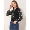 Allegra K Women's Contrast Floral Panel Bow Neck Long Sleeve Work Blouse - 3 of 4
