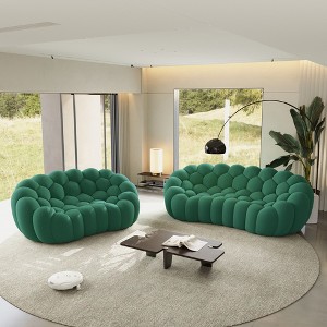 WJSHome Curved Bubble Couch, Comfy Upholstered Sofa,Breathable Mesh Fabric 3D Honeycomb Shape Modern Couches (Green, 2 Seater, 3 Seater) - 1 of 4