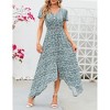 Clearlove Women's Dress V Neck Short Sleeve Flowy Stretchy Daily Wear Work Midi Dresses - 2 of 4
