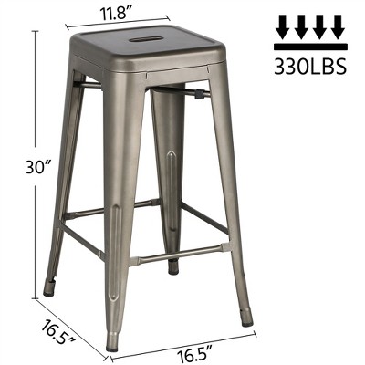 Yaheetech 30'' Black Metal Backless Stackable Bar Stools Set of 4