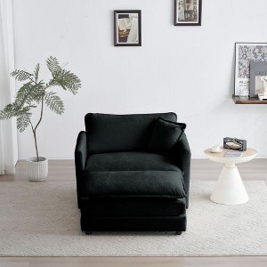 CAVINAS Comfy Deep Single Sofa, Seat Sofa Couch with 1 Toss Pillow, Upholstered Reading Armchair, Living Room Sofa Chair for Adult - 1 of 4