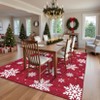 Christmas Washable Area Rug, Non Slip Soft Snowflake Carpet, Low Pile Stain Resistant Bedroom Rug for Living Room, Nursery, Dining - 4 of 4