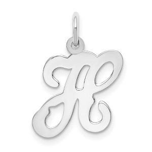 Black Bow Jewelry 14k White Gold, Sophia Collection, Small Script Initial H Pendant - 1 of 4