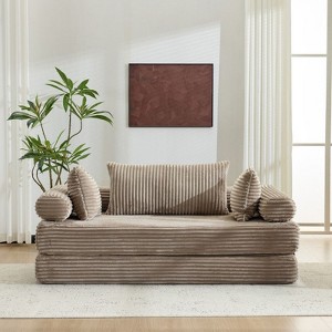 Karl Home |Modern King Size Convertible Sleeper Sofa Stackable Corduroy Sofa Bed - 1 of 4