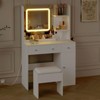 Vanity Desk, Makeup Desk and Stool with Lights, 2 Drawers & Storage Shelves, Sliding Mirror, Girls Vanity Table for Bedroom - image 3 of 4