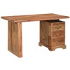 HomeRoots 54" Brown Live Edge Solid Wood Writing Desk With Three Drawers - 4 of 4
