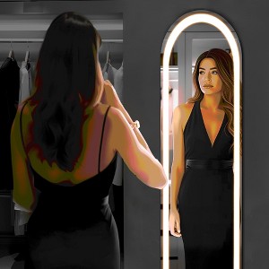 MAYEERTY 64"x21" LED Full Length Mirror, Floor Standing Mirror with Stand, Wall Mounted Hanging - 1 of 4