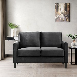 Home Design Airell Velvet Arm Loveseat, Dark Gray - 1 of 4