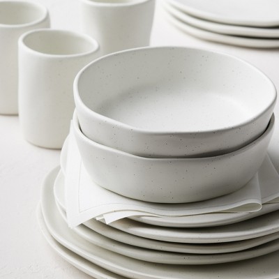 Rustic White Speckled Ceramic 32-Piece Dinnerware Set