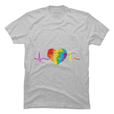 Adult Design By Humans Rainbow Heartbeat Pride By corndesign T-Shirt