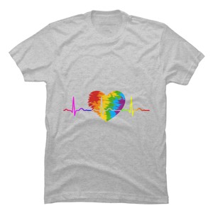 Adult Design By Humans Rainbow Heartbeat Pride By corndesign T-Shirt - 1 of 2