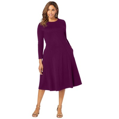 Jessica London Women's Plus Size Long Sleeve Stretch Ponte Dress